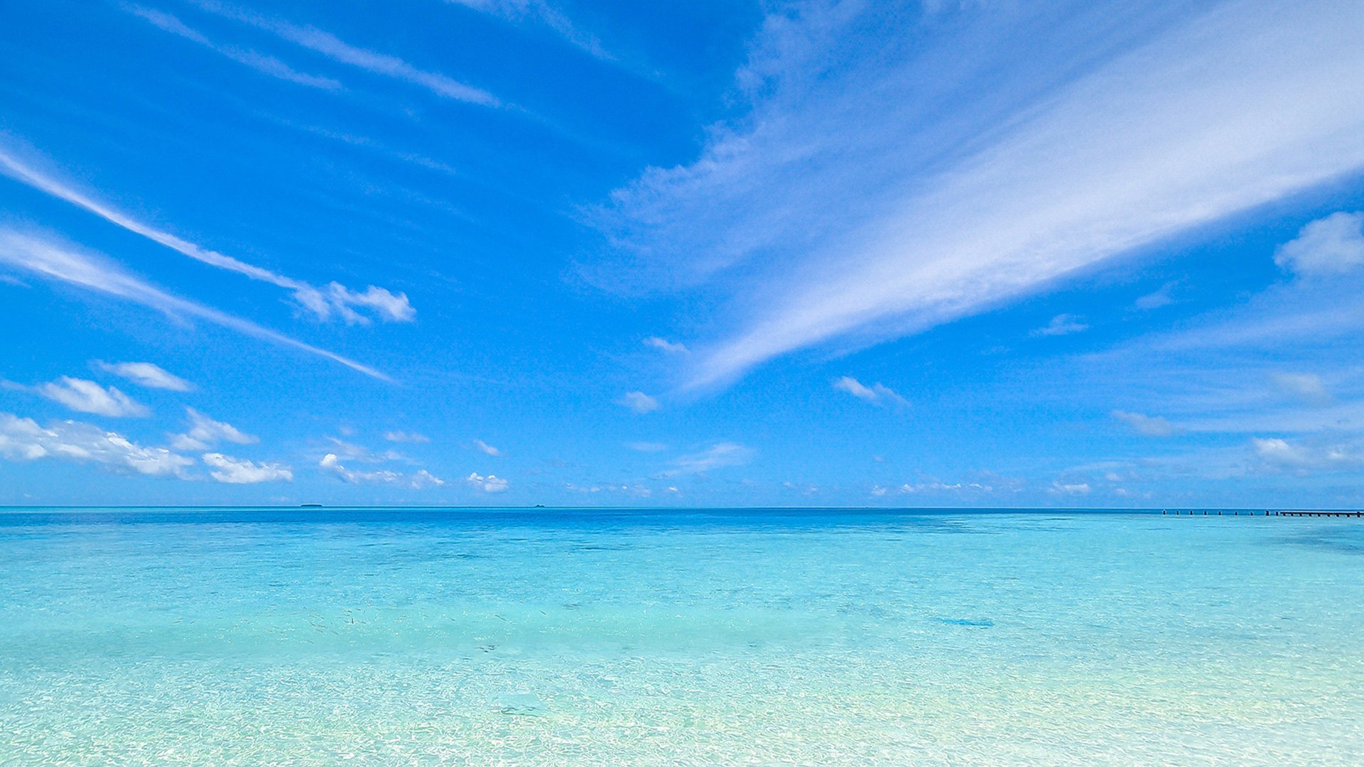 清新唯美海天一线风景,风景大片