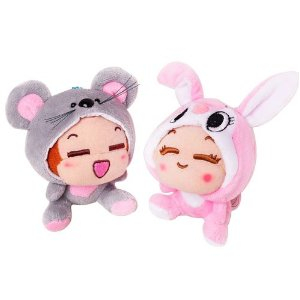 版悠嘻猴情侣超级变变变公仔兔子和老鼠包包挂
