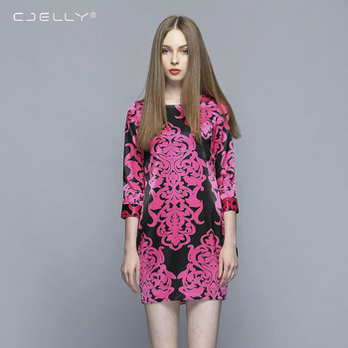CJELLY2014春装新款<em>欧洲</em>站<em>品牌女装</em>印花中袖