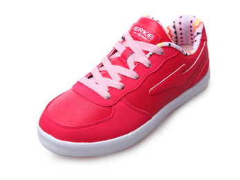 鸿星尔克 女板鞋 三角梅红 12112401087-202 