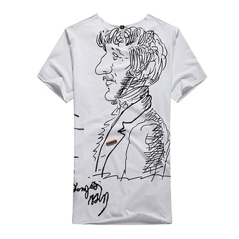 苏衣缇 夏男短袖T恤纯棉印花创意V领打底衫复