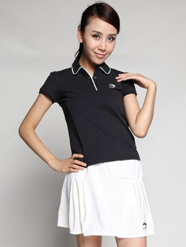 李宁 \/ 女翻领短袖t恤 - T恤\/女士上衣\/女装 - 360