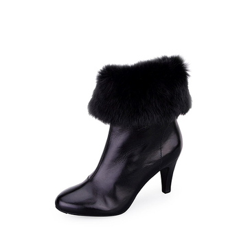 le saunda 莱尔斯丹 冬季黑色羊皮女短靴 黑色 