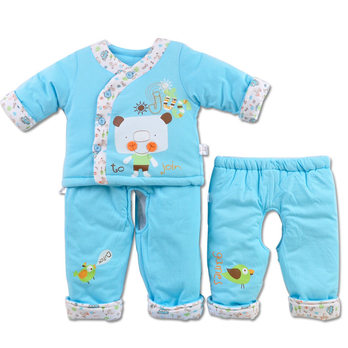 小贝泽 宝宝棉袄棉服婴儿和服棉衣三件套装冬