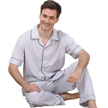 芬腾2014夏季新款男士睡衣针织纯棉短袖长裤