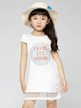 longbeibei 女童英文印花连衣裙LTR3244115,1