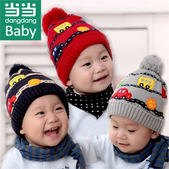 dangdang baby 秋冬款儿童宝宝毛线贴标帽 4个