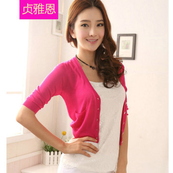 贞雅恩 2014新款<em>针织</em>衫女士<em>开衫</em>小<em>外套</em>夏女装
