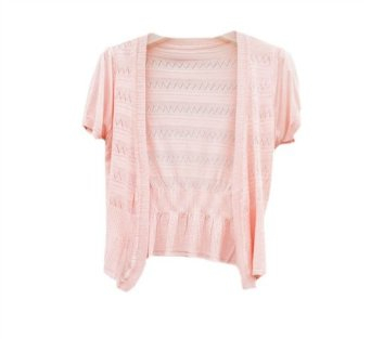 伍曼 新款<em>荷叶边</em>褶皱镂空针织<em>小披肩开衫</em> 短外