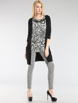 BENEVOGA / <em>黑色长袖针织长款开衫</em> - 针织衫