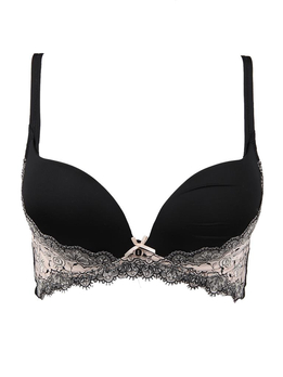 14Q1ELLE蕾丝花边<em>文胸</em>1WF126黑色<em>C75</em> - 文