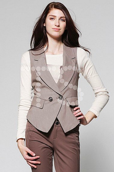 【ts】结构主义双粒扣独到裁剪西装<em>面料马甲</em>背