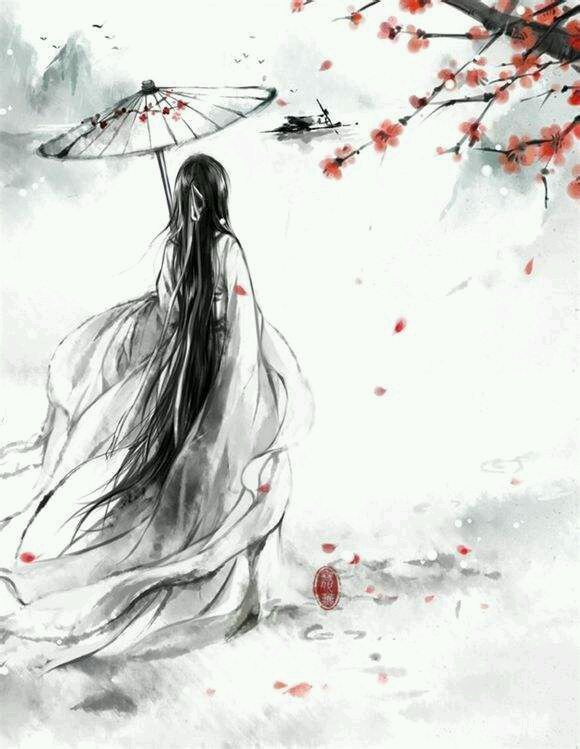手绘古风女子,男子的图片图片