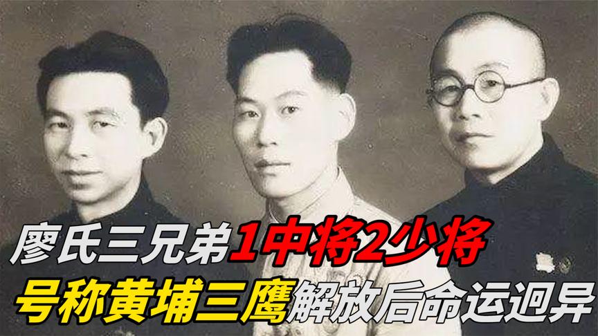 廖氏三兄弟,1中将2少将,号称 b>黄埔 /b>三鹰,解放后命运迥异