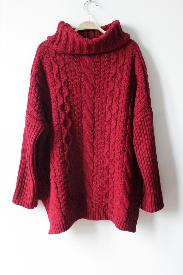 <em>毛衣</em>外套 高领<em>加厚</em>宽松套头 <em>秋冬季</em>女粗线棒针