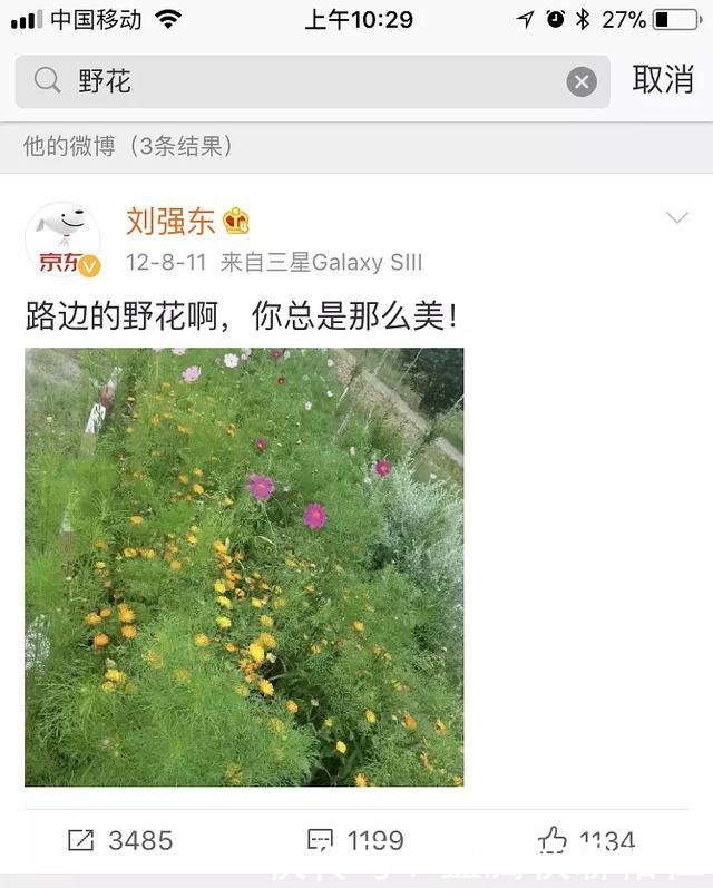 刘强东曾不止一次的赞美路边野花,还警告别人