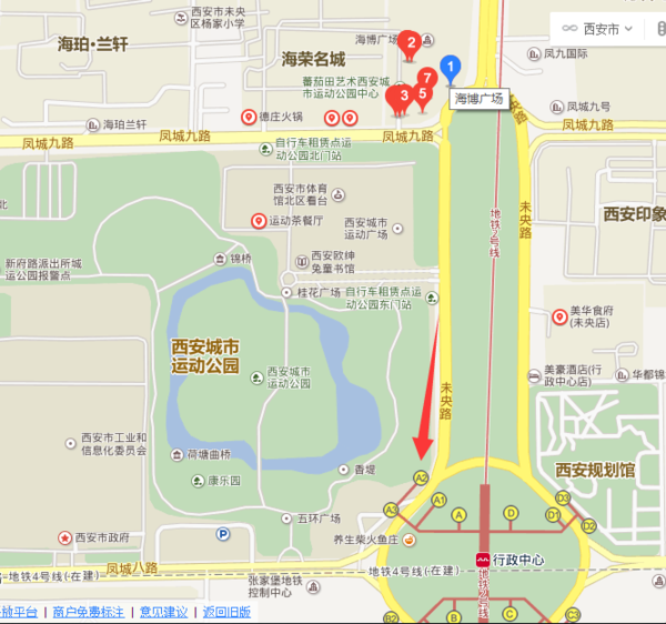 西安地铁2号线靠近凤城九路海博广场是哪站哪
