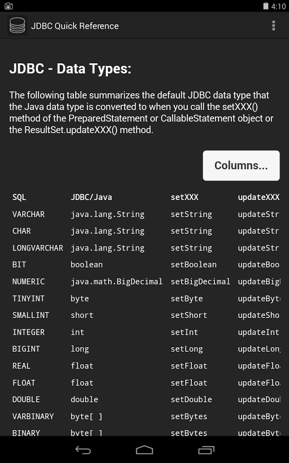 JDBC Quick Reference截图2