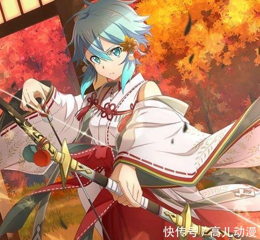 刀剑神域:当女角穿上巫女服,亚丝娜端庄,诗乃霸