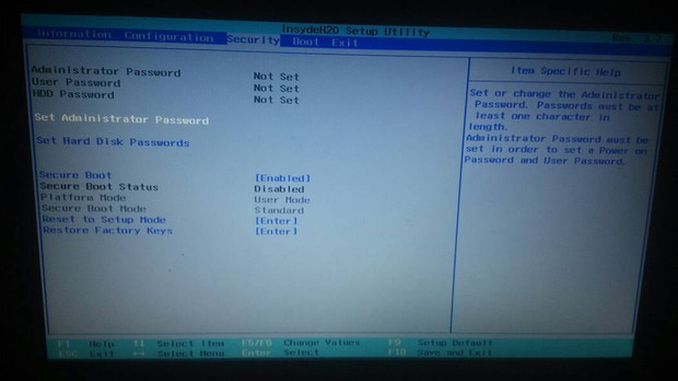 能说具体点么 型号? insydeh20 setup Utility Re