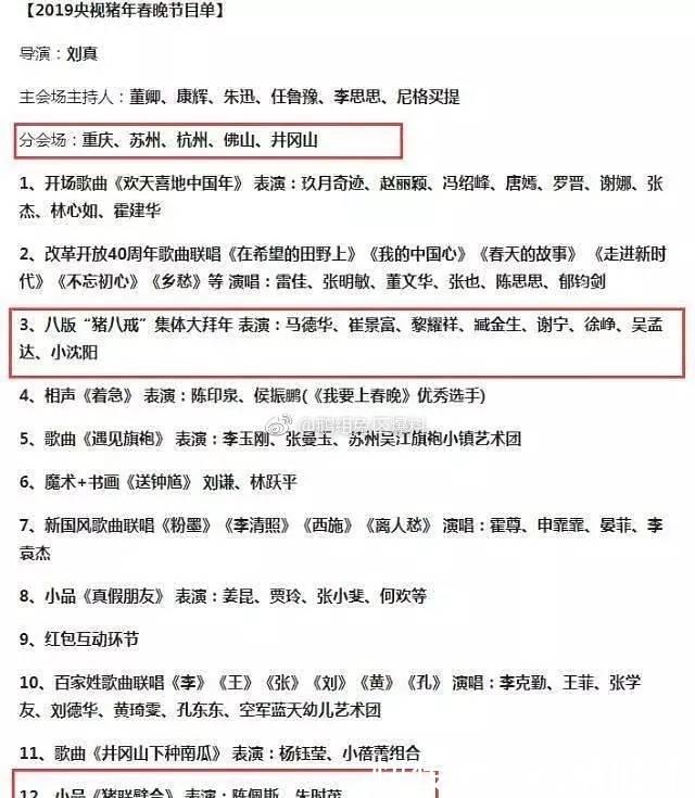 2019春节联欢晚会节目名单曝光,来看看有没有