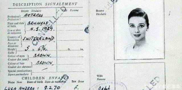 在奥黛丽·赫本的护照本上,有着绝世美颜,从婴
