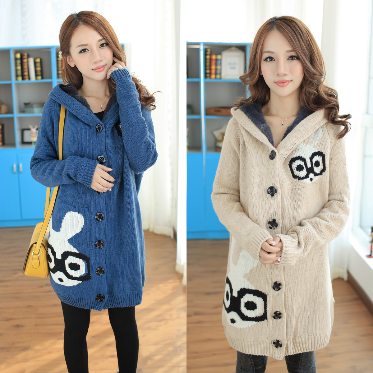 未央。2012秋冬女装新品 <em>韩版</em>宽松<em>开衫</em> 加<em>绒</em>加