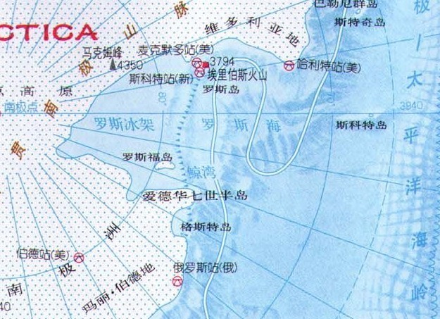 麦克默多湾 (mcmurdo sound )在南极洲岸外,为罗斯(ross)海向西延伸