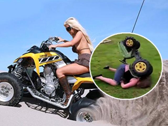 囧人囧事 悲剧！妹子玩沙滩车漂移失败瞬间