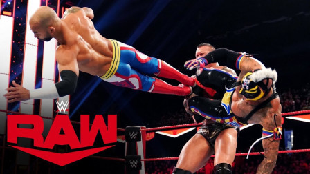 WWE RAW 2019 【RAW 11/25】兰迪奥顿压制时刻遭到干扰，雷尔趁机剪刀腿拿下李科学