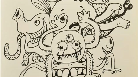 创意儿童画：小怪物变变变