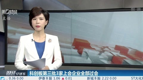 财经早班车 科创板第三批3家上会企业全部过会