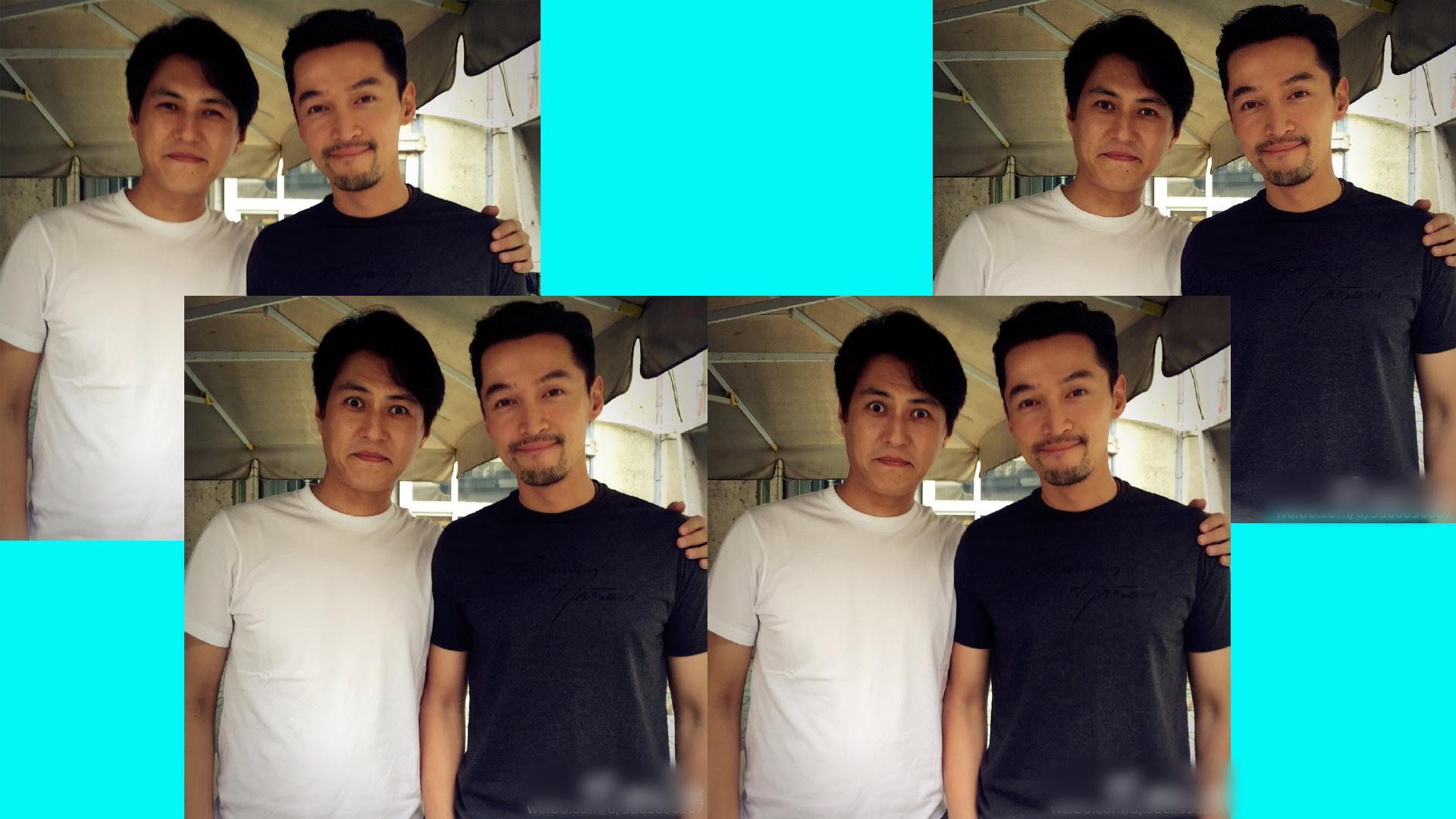 8月23日,靳东工作室晒出靳东与胡歌偶遇的合影,两人连拍4张,抿嘴搞怪