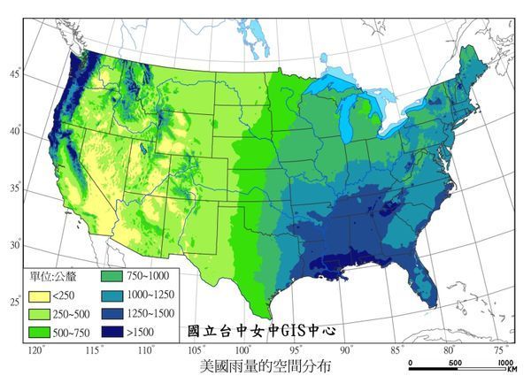 美国降水分布图图片