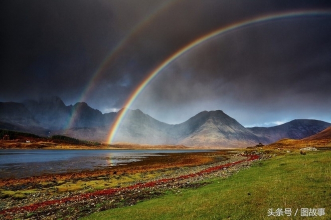 全球罕见双彩虹奇观