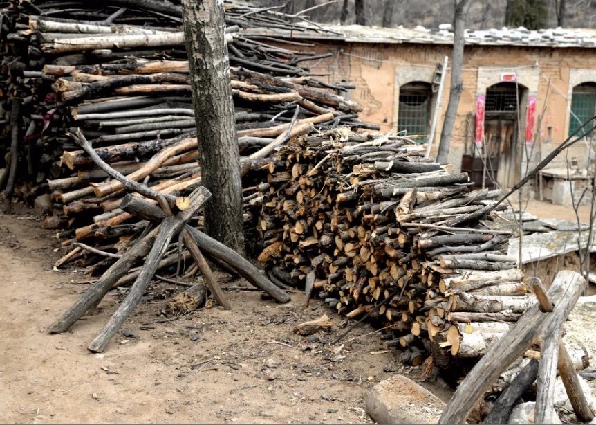 屋旁的柴垛,整齐的码放着,这种原生态的生活方式真的不多了.