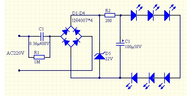 12伏led灯接220伏电路图