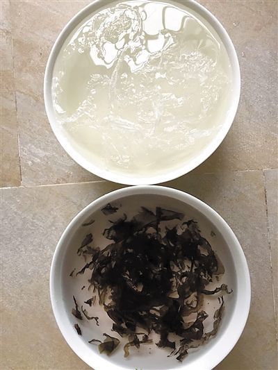 紫菜泡发后,吸水性好,呈均匀散开状