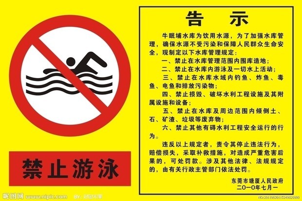 有什么标志比如说禁止游泳之类的